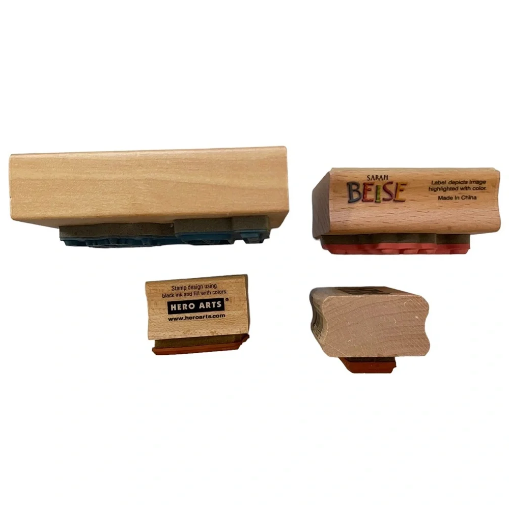 Happy Birthday Presents Cake 4 Wooden Rubber Stamps Anitas Hero Arts Sarah Beise